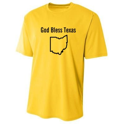 God Bless Texas Ohio Youth Performance Sprint T-Shirt