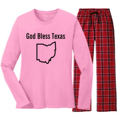 God Bless Texas Ohio Women's Long Sleeve Flannel Pajama Set 