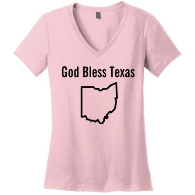 God Bless Texas Ohio Women's V-Neck T-Shirt