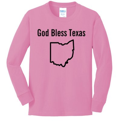 God Bless Texas Ohio Kids Long Sleeve Shirt