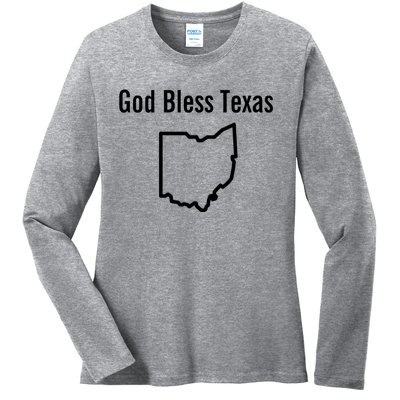 God Bless Texas Ohio Ladies Long Sleeve Shirt