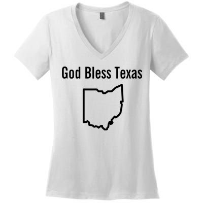 God Bless Texas Ohio Women's V-Neck T-Shirt