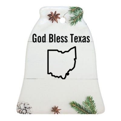 God Bless Texas Ohio Ceramic Bell Ornament