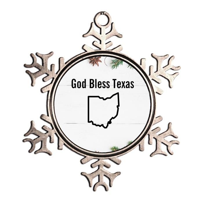 God Bless Texas Ohio Metallic Star Ornament