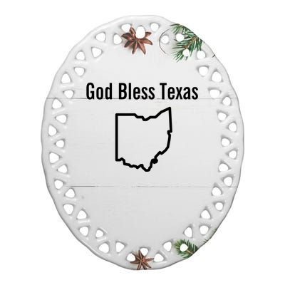 God Bless Texas Ohio Ceramic Oval Ornament