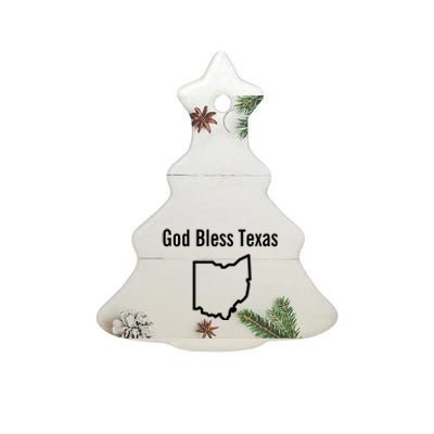 God Bless Texas Ohio Ceramic Tree Ornament