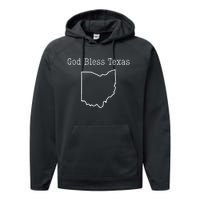 God Bless Texas Ohio Map Vintage Design Performance Fleece Hoodie