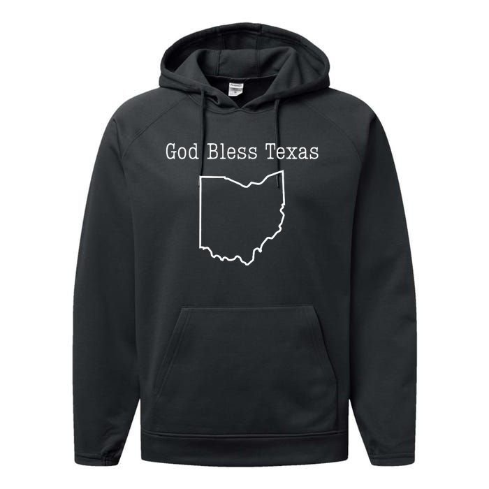 God Bless Texas Ohio Map Vintage Design Performance Fleece Hoodie