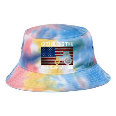 God Bless The American Farmer Usa Flag Tractor Patriotic Gift Tie Dye Newport Bucket Hat