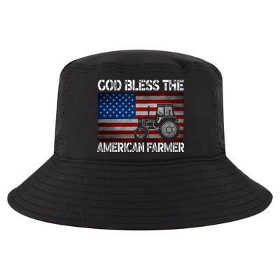 God Bless The American Farmer Usa Flag Tractor Patriotic Gift Cool Comfort Performance Bucket Hat