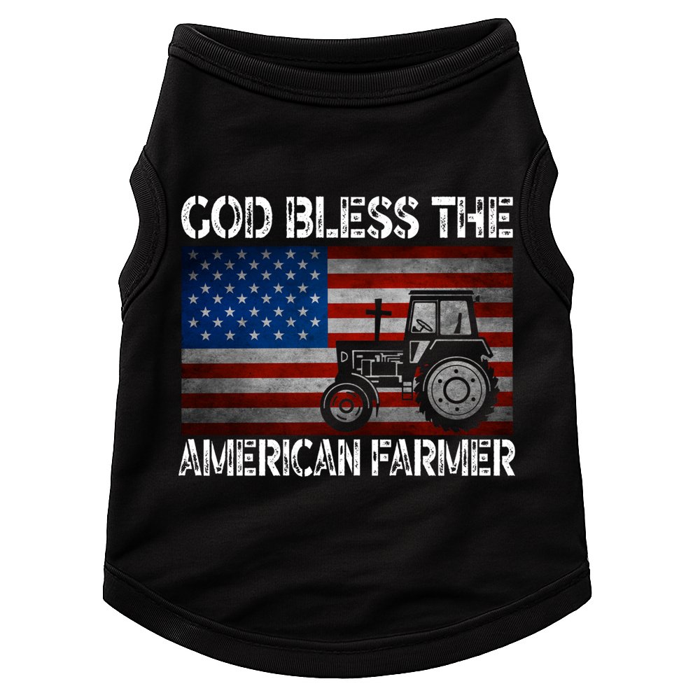 God Bless The American Farmer Usa Flag Tractor Patriotic Gift Doggie Tank