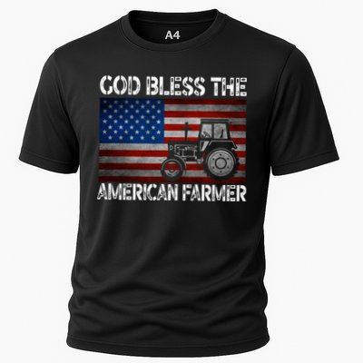 God Bless The American Farmer Usa Flag Tractor Patriotic Gift Performance Shirt