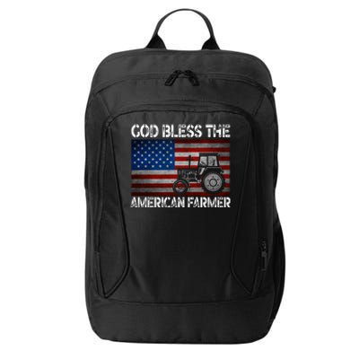 God Bless The American Farmer Usa Flag Tractor Patriotic Gift City Backpack