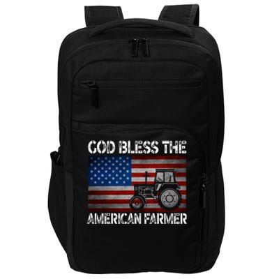 God Bless The American Farmer Usa Flag Tractor Patriotic Gift Impact Tech Backpack