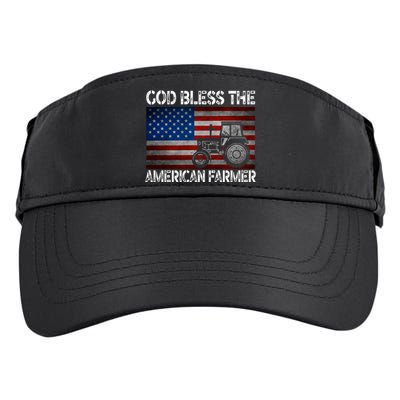 God Bless The American Farmer Usa Flag Tractor Patriotic Gift Adult Drive Performance Visor