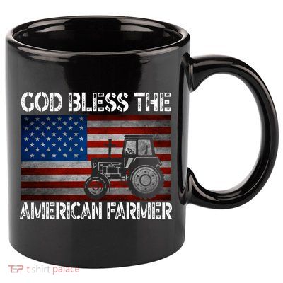 God Bless The American Farmer Usa Flag Tractor Patriotic Gift 11oz C Handle Ceramic Mug