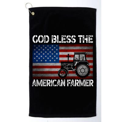 God Bless The American Farmer Usa Flag Tractor Patriotic Gift Golf Towel