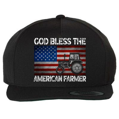 God Bless The American Farmer Usa Flag Tractor Patriotic Gift Wool Snapback Cap