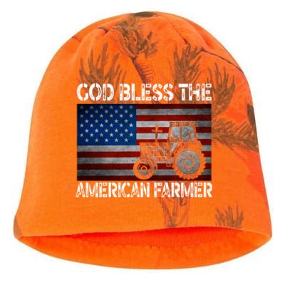 God Bless The American Farmer Usa Flag Tractor Patriotic Gift Kati - Camo Knit Beanie