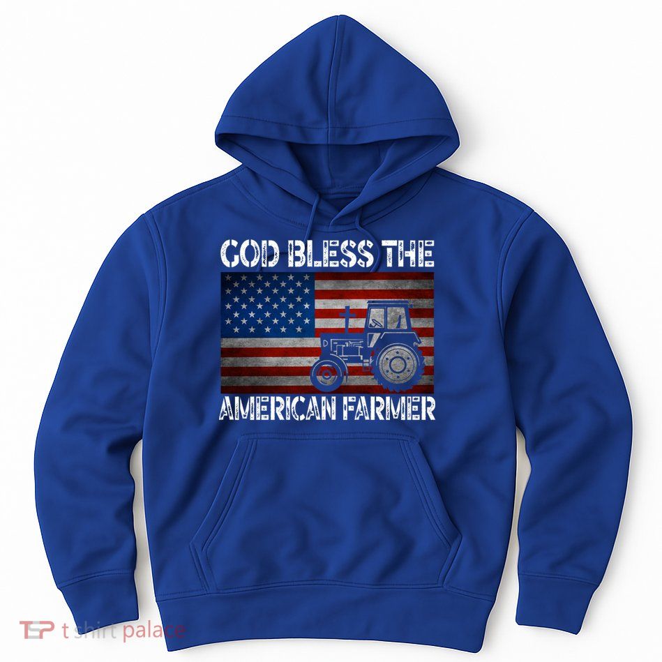 God Bless The American Farmer Usa Flag Tractor Patriotic Gift Hoodie