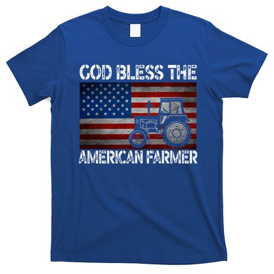 God Bless The American Farmer Usa Flag Tractor Patriotic Gift T-Shirt