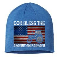 God Bless The American Farmer Usa Flag Tractor Patriotic Gift Sustainable Beanie