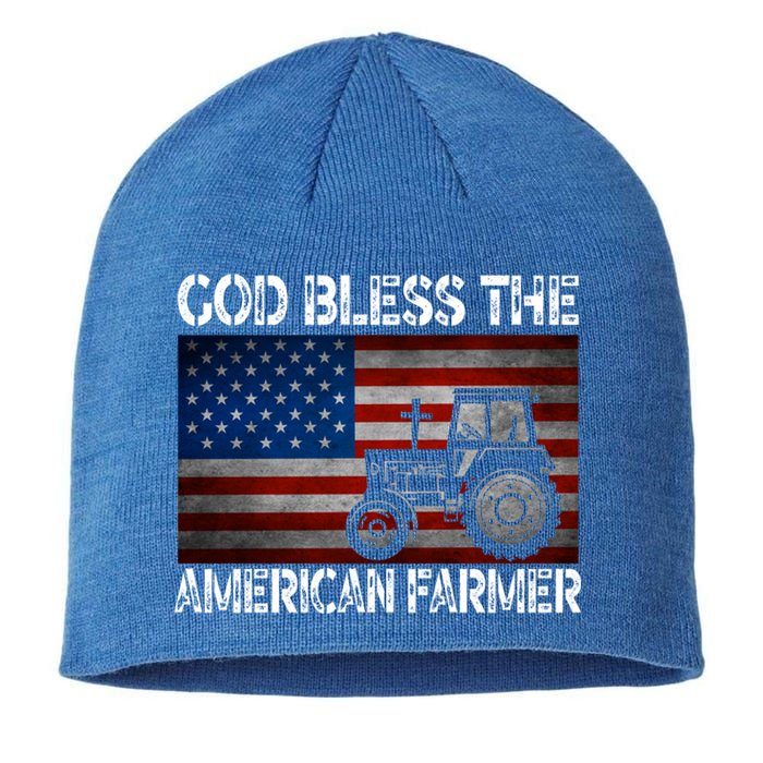 God Bless The American Farmer Usa Flag Tractor Patriotic Gift Sustainable Beanie