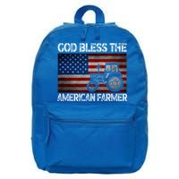 God Bless The American Farmer Usa Flag Tractor Patriotic Gift 16 in Basic Backpack