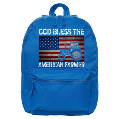 God Bless The American Farmer Usa Flag Tractor Patriotic Gift 16 in Basic Backpack