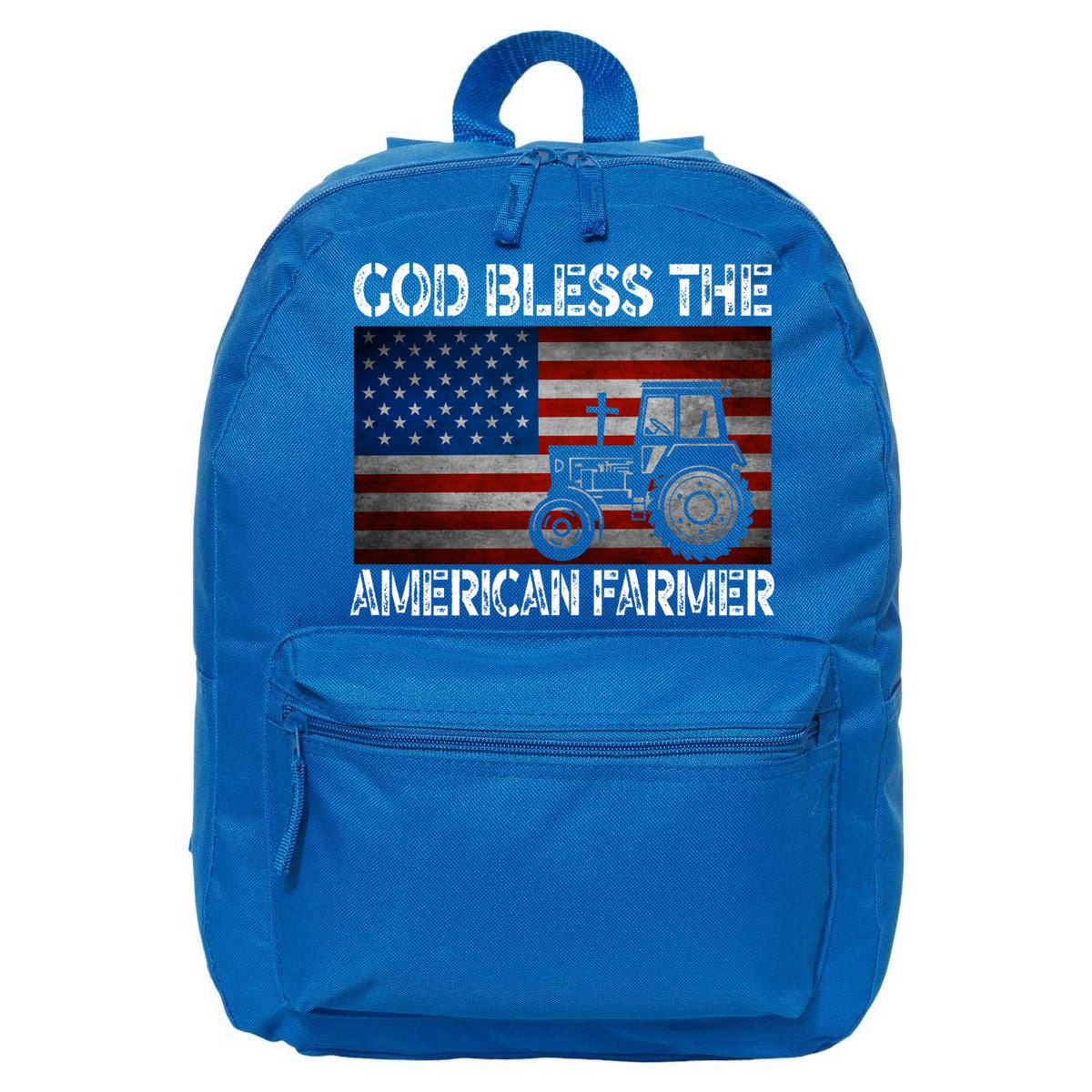 God Bless The American Farmer Usa Flag Tractor Patriotic Gift 16 in Basic Backpack