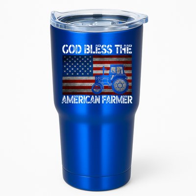 God Bless The American Farmer Usa Flag Tractor Patriotic Gift Tumbler