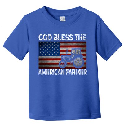 God Bless The American Farmer Usa Flag Tractor Patriotic Gift Toddler T-Shirt