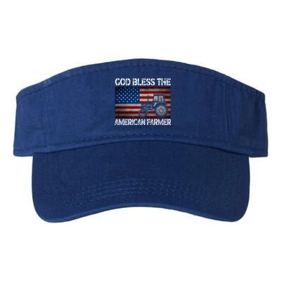 God Bless The American Farmer Usa Flag Tractor Patriotic Gift Valucap Bio-Washed Visor