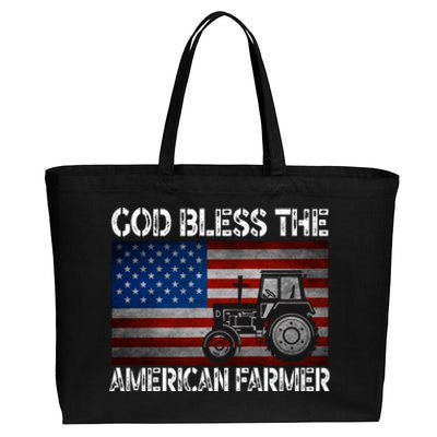 God Bless The American Farmer Usa Flag Tractor Patriotic Gift Cotton Canvas Jumbo Tote