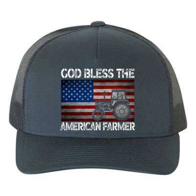 God Bless The American Farmer Usa Flag Tractor Patriotic Gift Yupoong Adult 5-Panel Trucker Hat