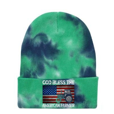 God Bless The American Farmer Usa Flag Tractor Patriotic Gift Tie Dye 12in Knit Beanie