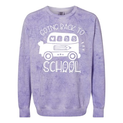 Going Back To School Cute Learning Bus Colorblast Crewneck Sweatshirt