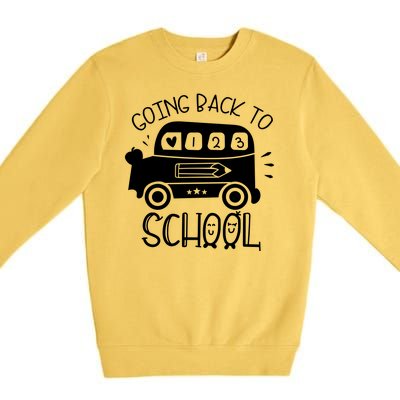 Going Back To School Cute Learning Bus Premium Crewneck Sweatshirt