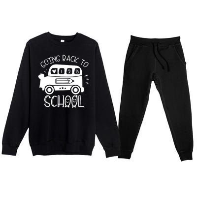 Going Back To School Cute Learning Bus Premium Crewneck Sweatsuit Set