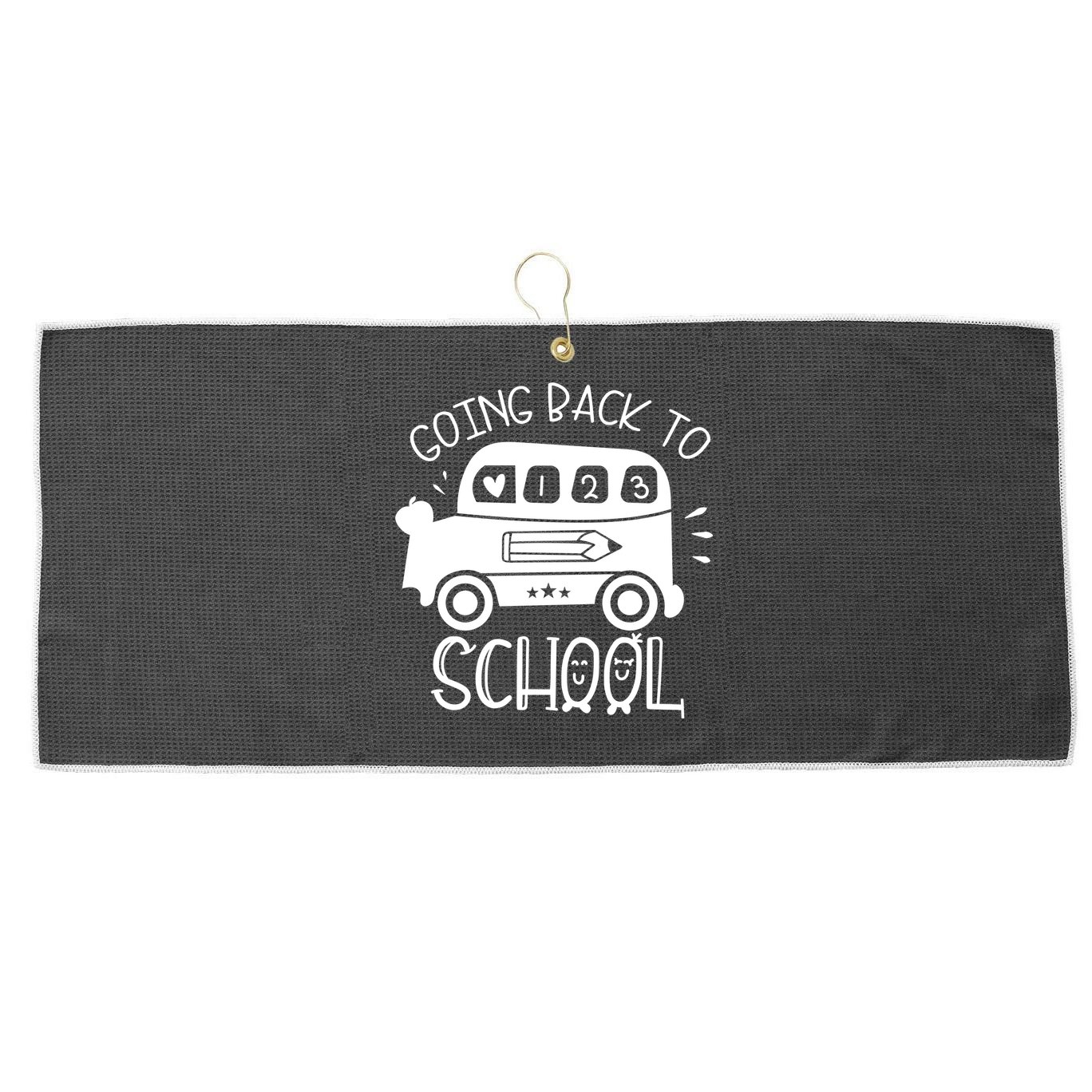 Going Back To School Cute Learning Bus Large Microfiber Waffle Golf Towel