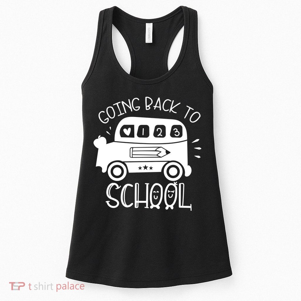 Going Back To School Cute Learning Bus Womens Tank Top