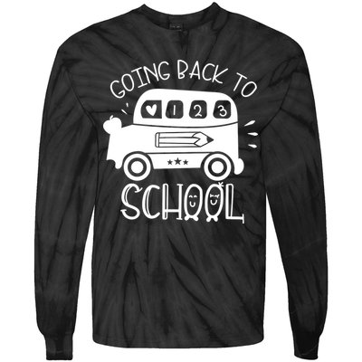 Going Back To School Cute Learning Bus Tie-Dye Long Sleeve Shirt