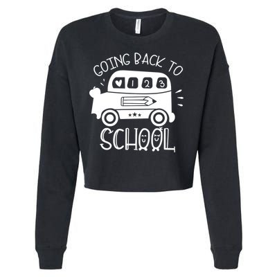 Going Back To School Cute Learning Bus Cropped Pullover Crew