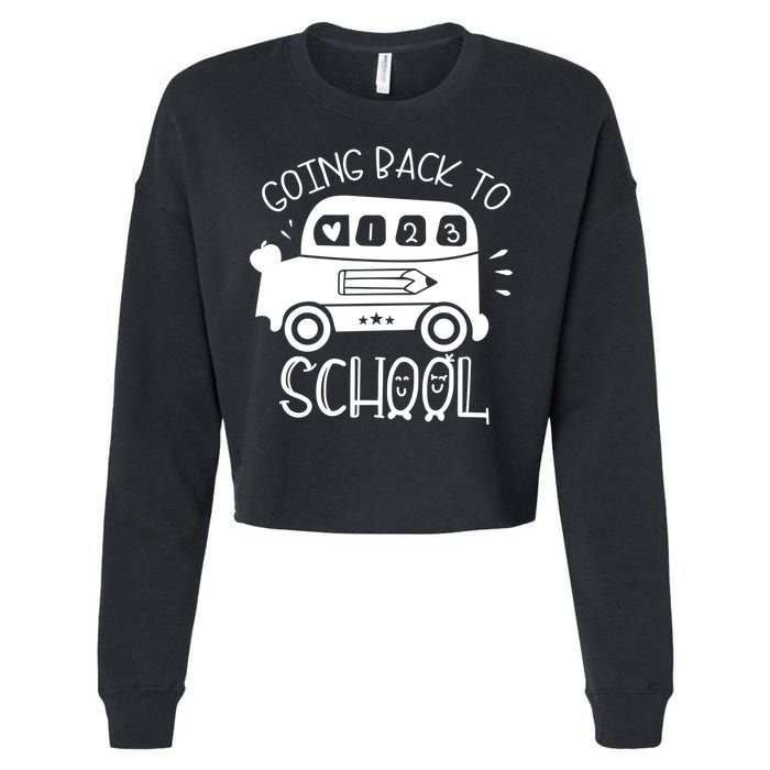 Going Back To School Cute Learning Bus Cropped Pullover Crew