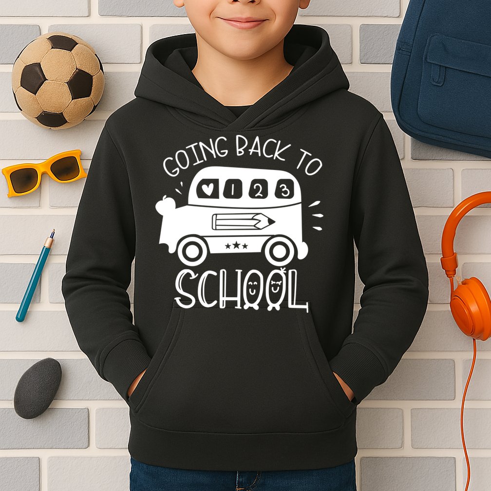 Going Back To School Cute Learning Bus Kids Hoodie