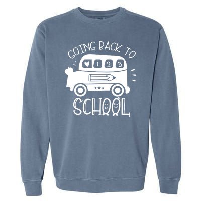 Going Back To School Cute Learning Bus Garment-Dyed Sweatshirt