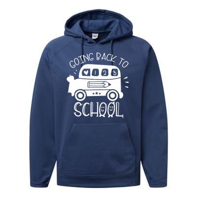 Going Back To School Cute Learning Bus Performance Fleece Hoodie