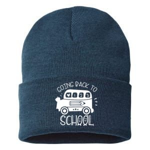 Going Back To School Cute Learning Bus Sustainable Knit Beanie