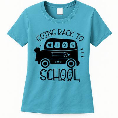Going Back To School Cute Learning Bus Womens T-Shirt