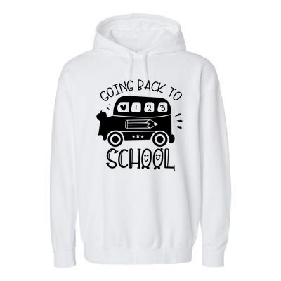 Going Back To School Cute Learning Bus Garment-Dyed Fleece Hoodie